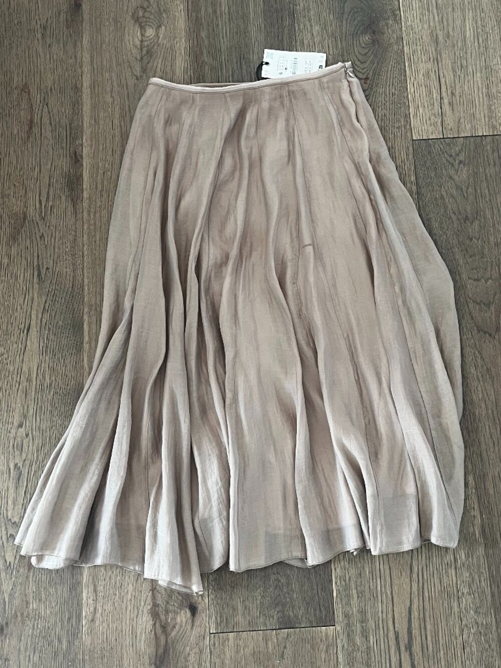 ZARA Taupe Brown Pieced Flowy Midi Skirt